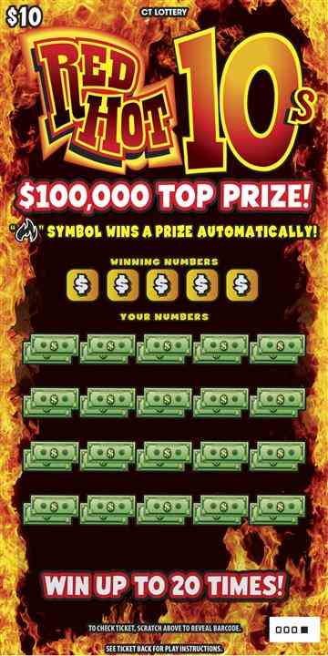 Red Hot 10S scratchcard - game number #1886 - front