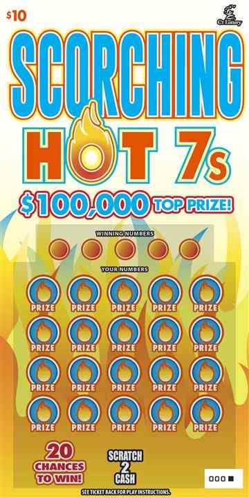 Scorching Hot 7S scratchcard - game number #1836 - front