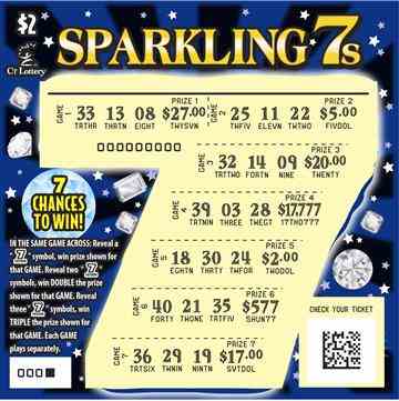 Sparkling 7S scratchcard - game number #1776 - front-scratched