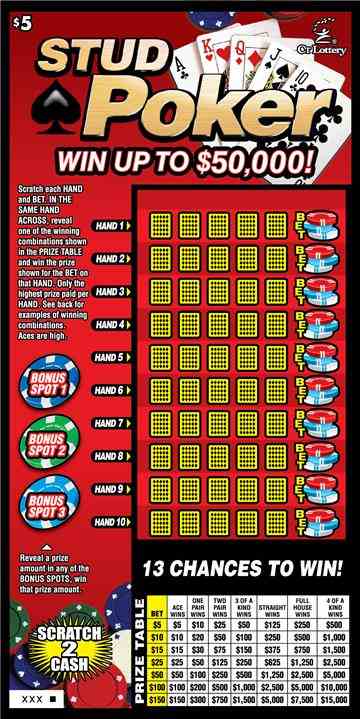 Stud Poker scratchcard - game number #1731 - front