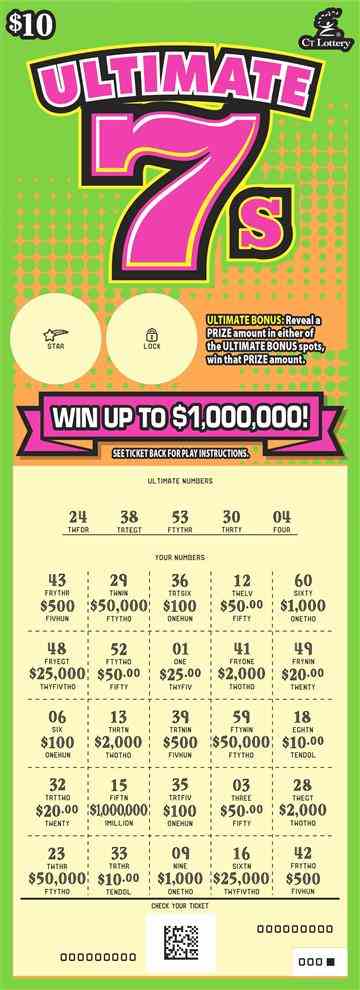 Ultimate 7S scratchcard - game number #1777 - front-scratched