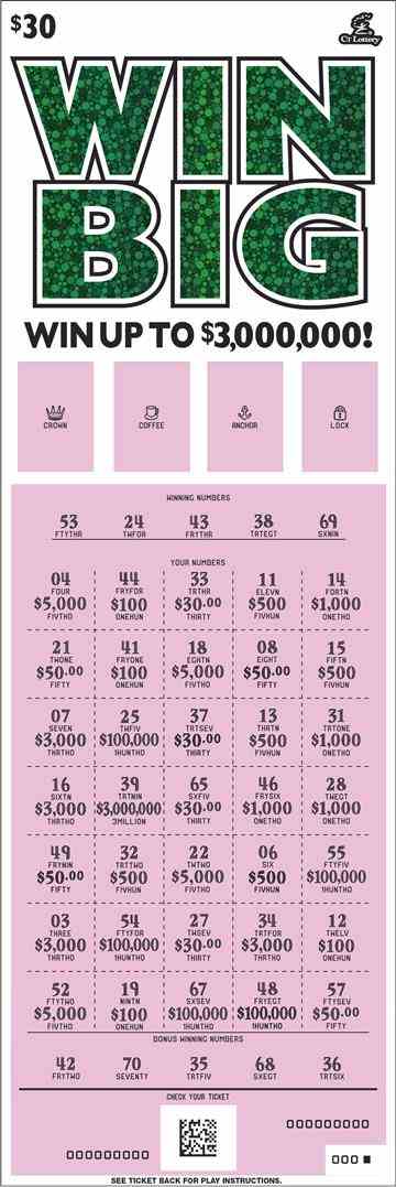 Win Big scratchcard - game number #1816 - front-scratched