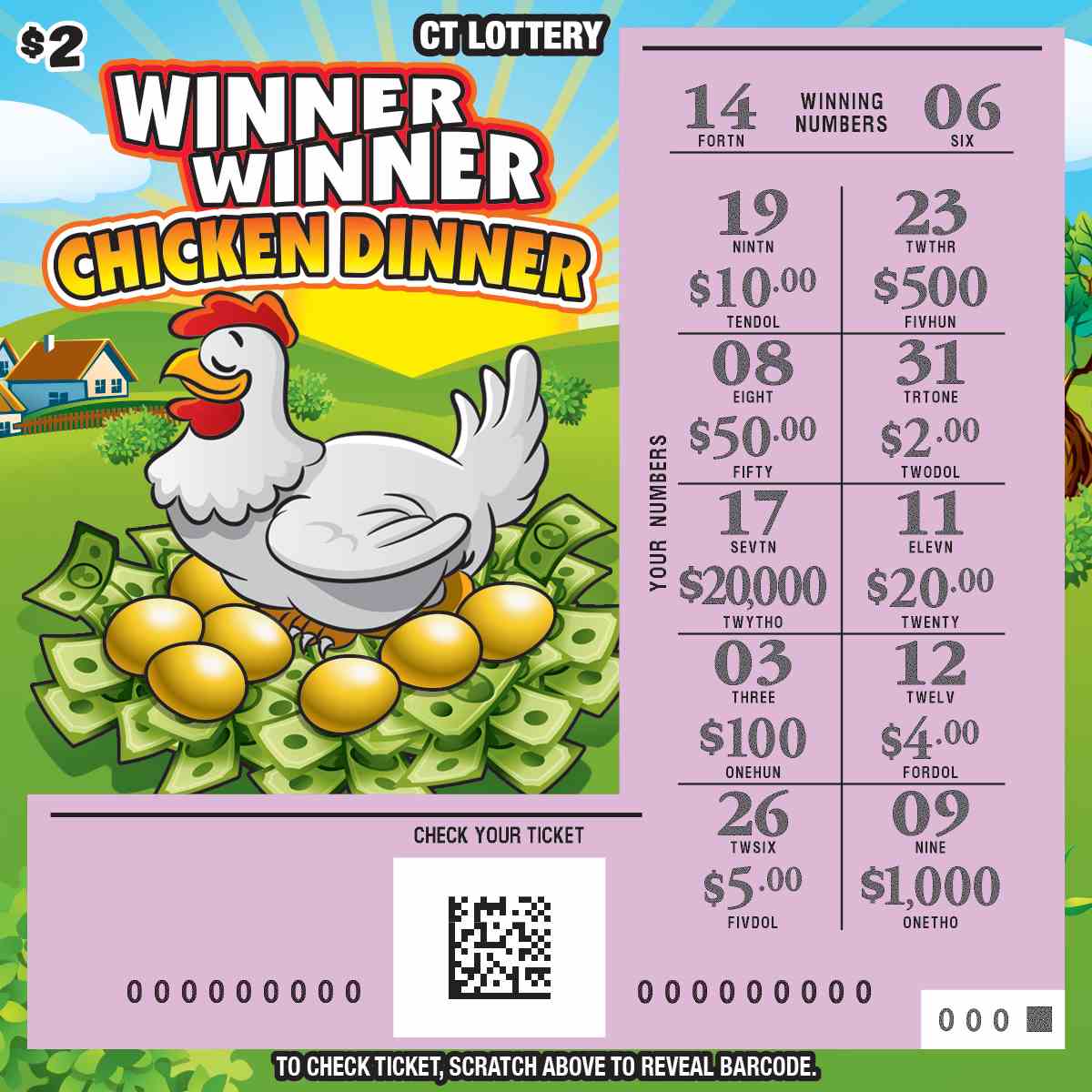 Winner Winner Chicken Dinner scratchcard - game number #1920 - front-scratched