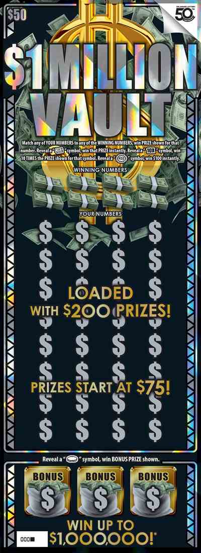 $1 Million Vault scratchcard - game number #501 - front