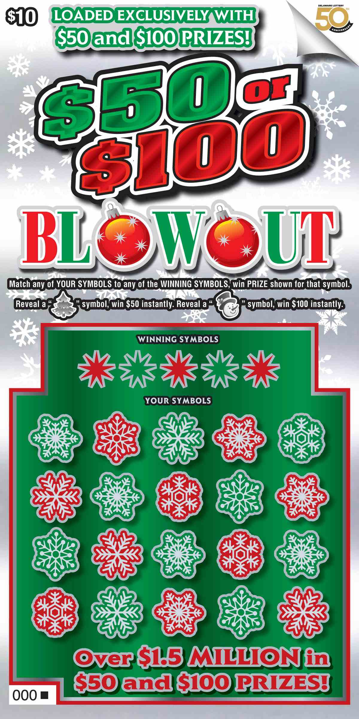 $50 Or $100 Blowout scratchcard - game number #489 - front