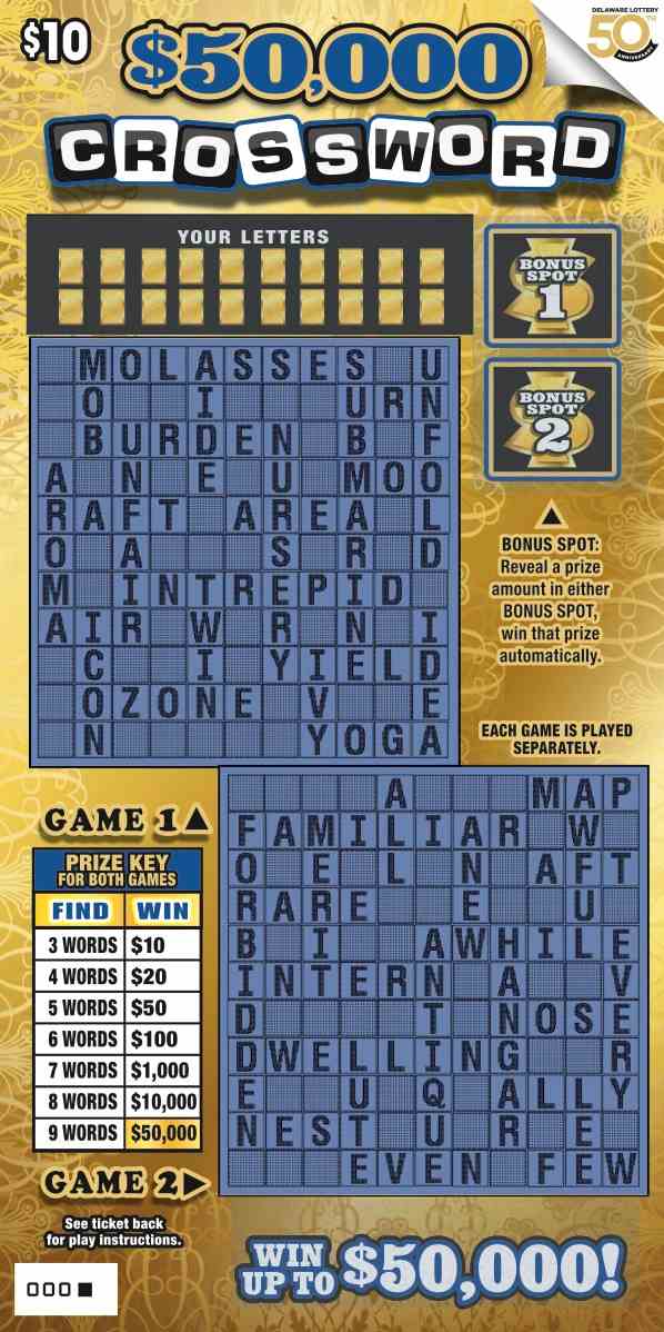 $50,000 Crossword scratchcard - game number #467 - front