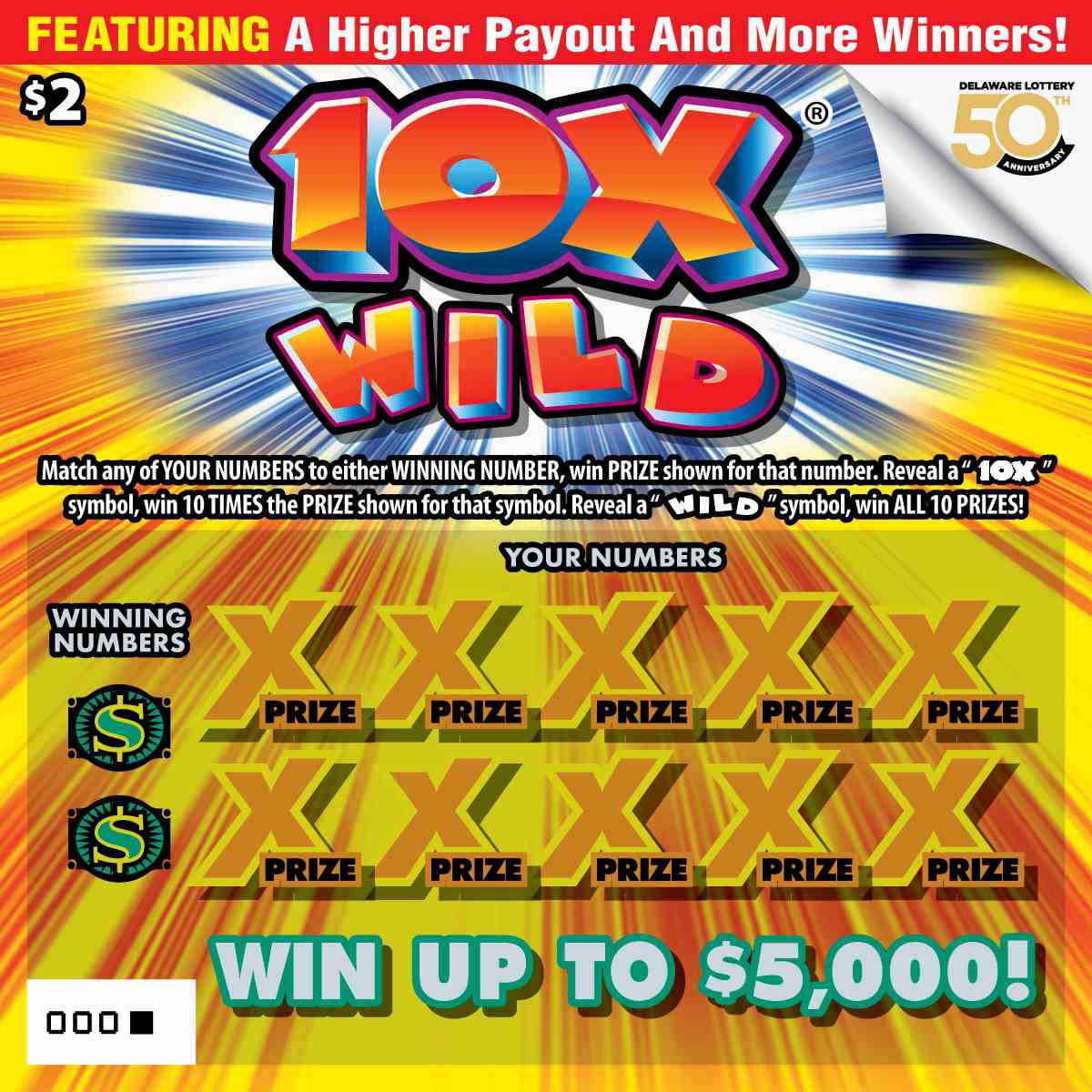 10X Wild scratchcard - game number #493 - front