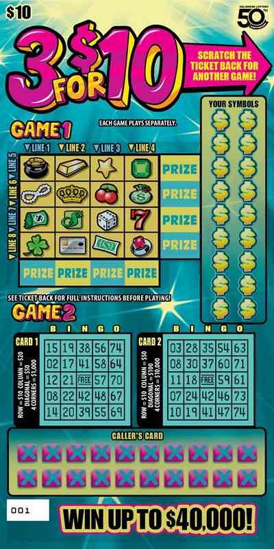 3 For $10 scratchcard - game number #504 - front