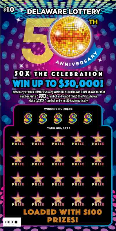50X The Celebration scratchcard - game number #475 - front