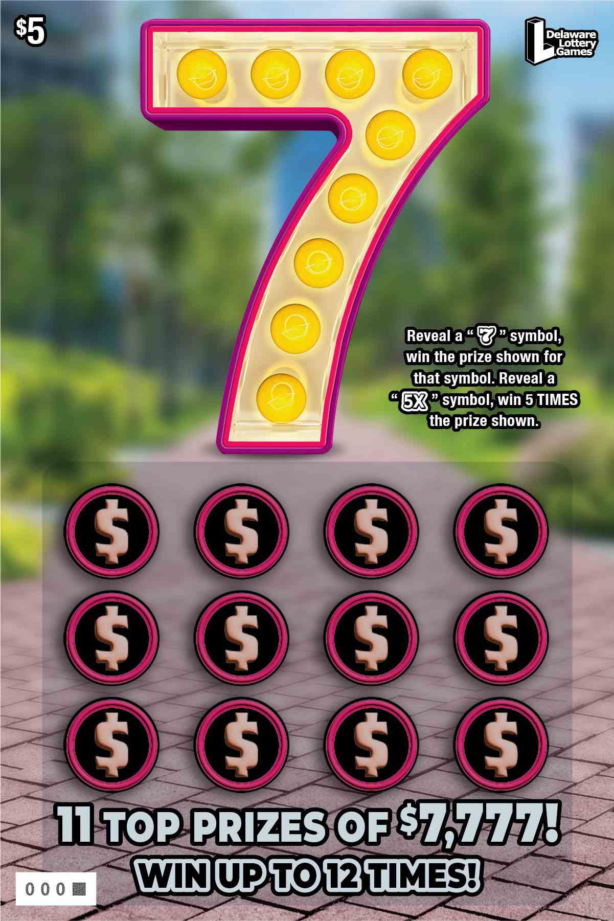 7 scratchcard - game number #519 - front