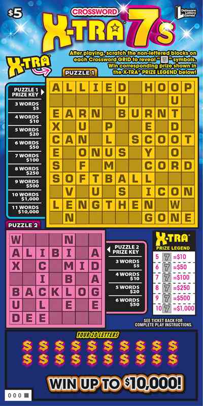 Crossword X-Tra 7S scratchcard - game number #518 - front