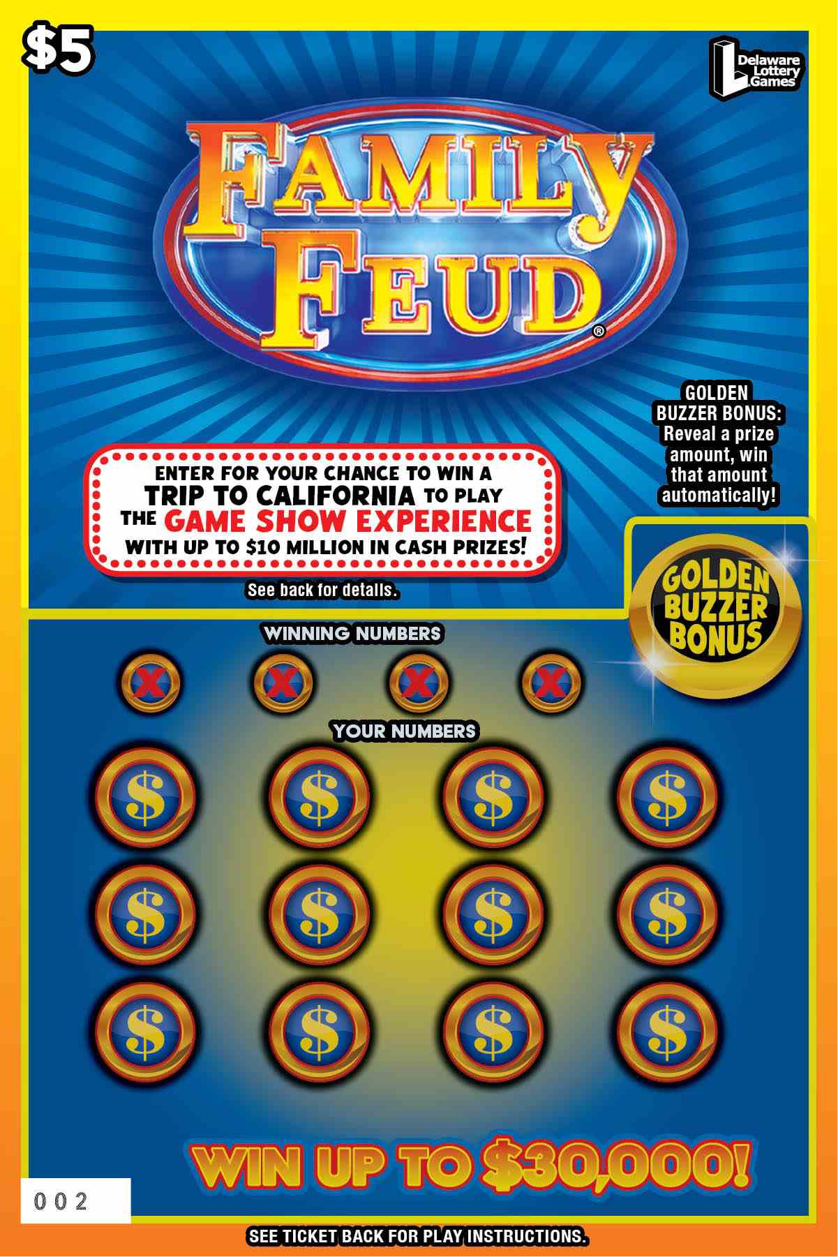 Family Feud scratchcard - game number #528 - front