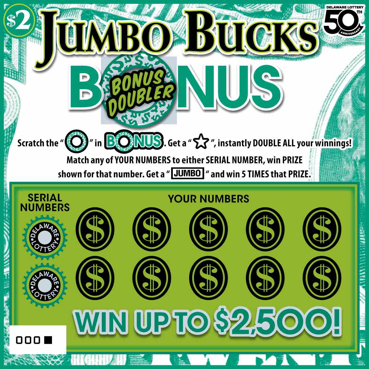 Jumbo Bucks Bonus scratchcard - game number #506 - front