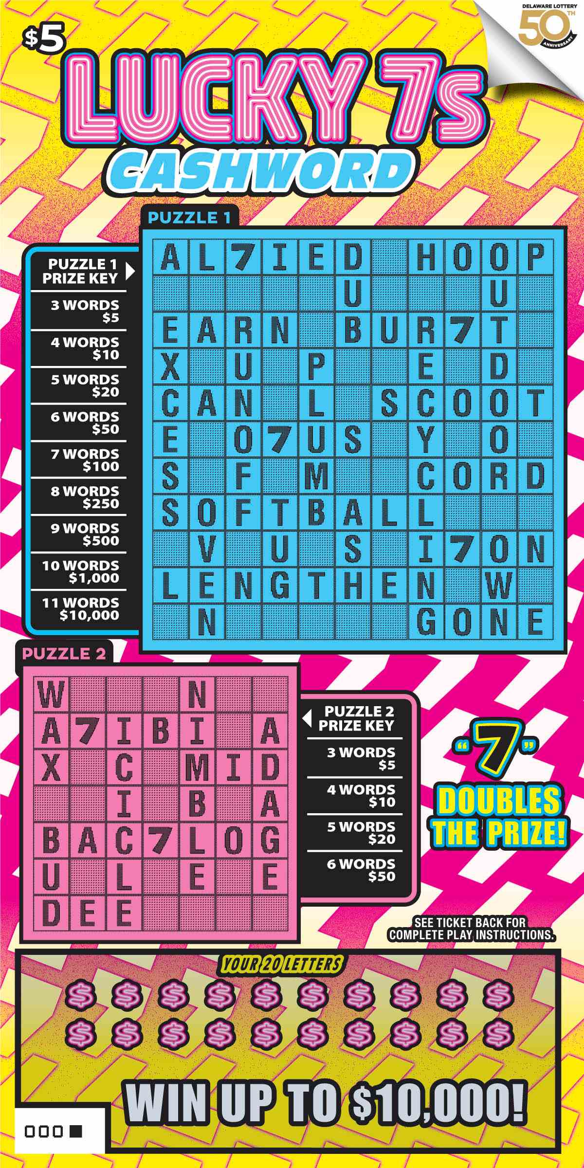 Lucky 7S scratchcard - game number #482 - front