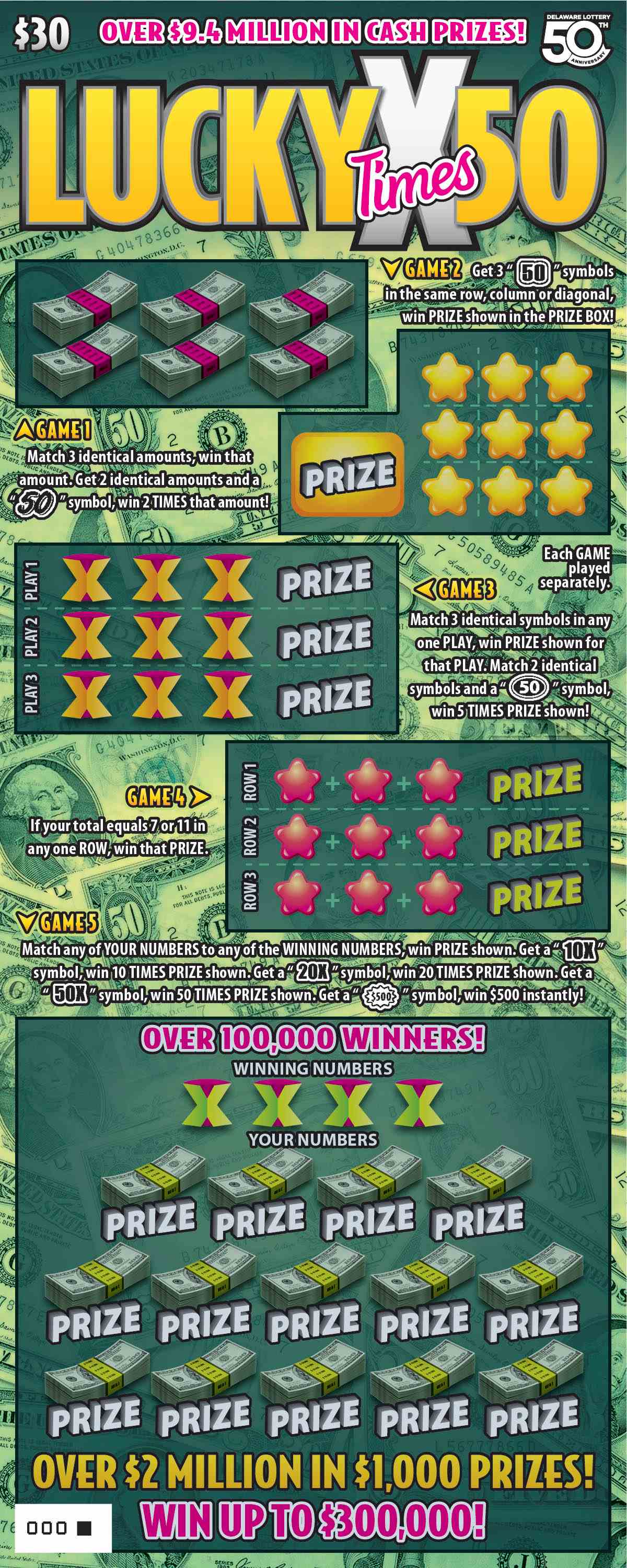 Lucky Times 50 scratchcard - game number #509 - front