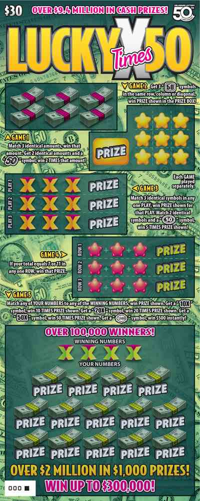 Lucky Times 50 scratchcard - game number #509 - front