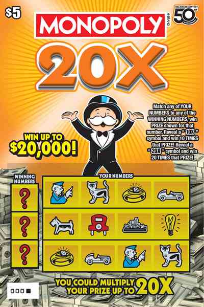 Monopoly 20X scratchcard - game number #514 - front
