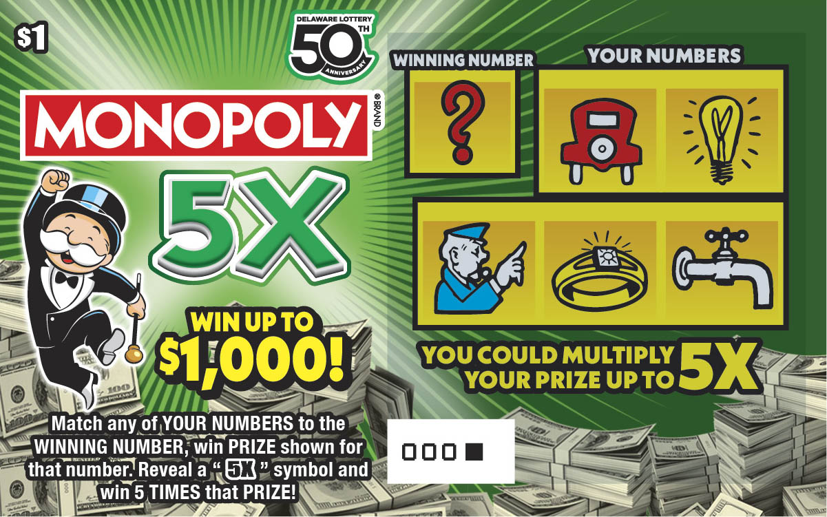 Monopoly 5X scratchcard - game number #512 - front
