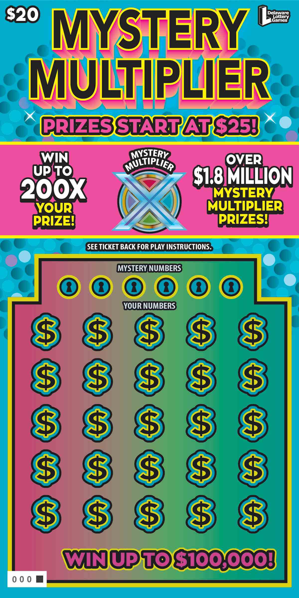 Mystery Multiplier scratchcard - game number #521 - front