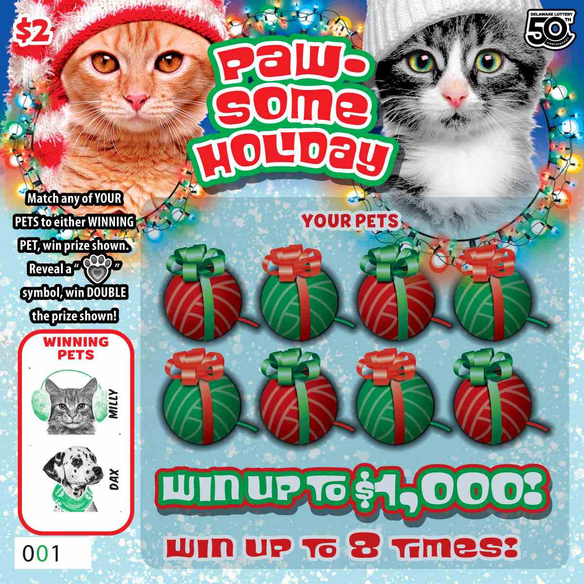 Paw-Some Holiday scratchcard - game number #487 - front