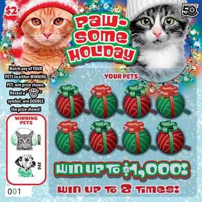 Paw-Some Holiday scratchcard - game number #487 - front