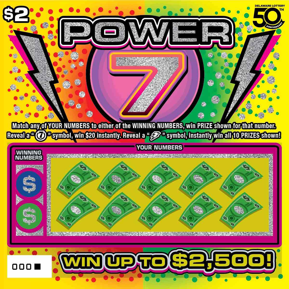 Power 7 scratchcard - game number #499 - front