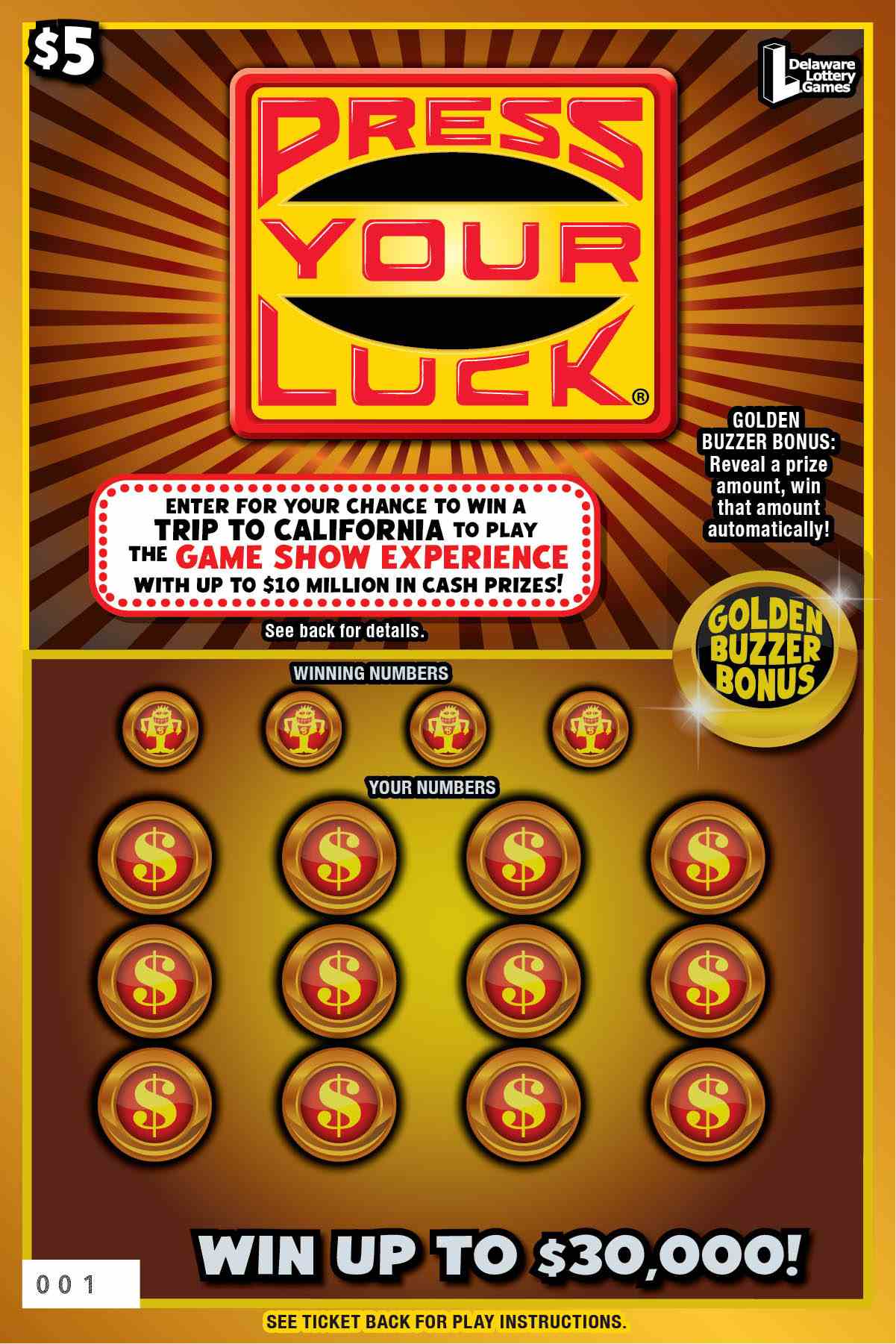 Press Your Luck scratchcard - game number #528 - front