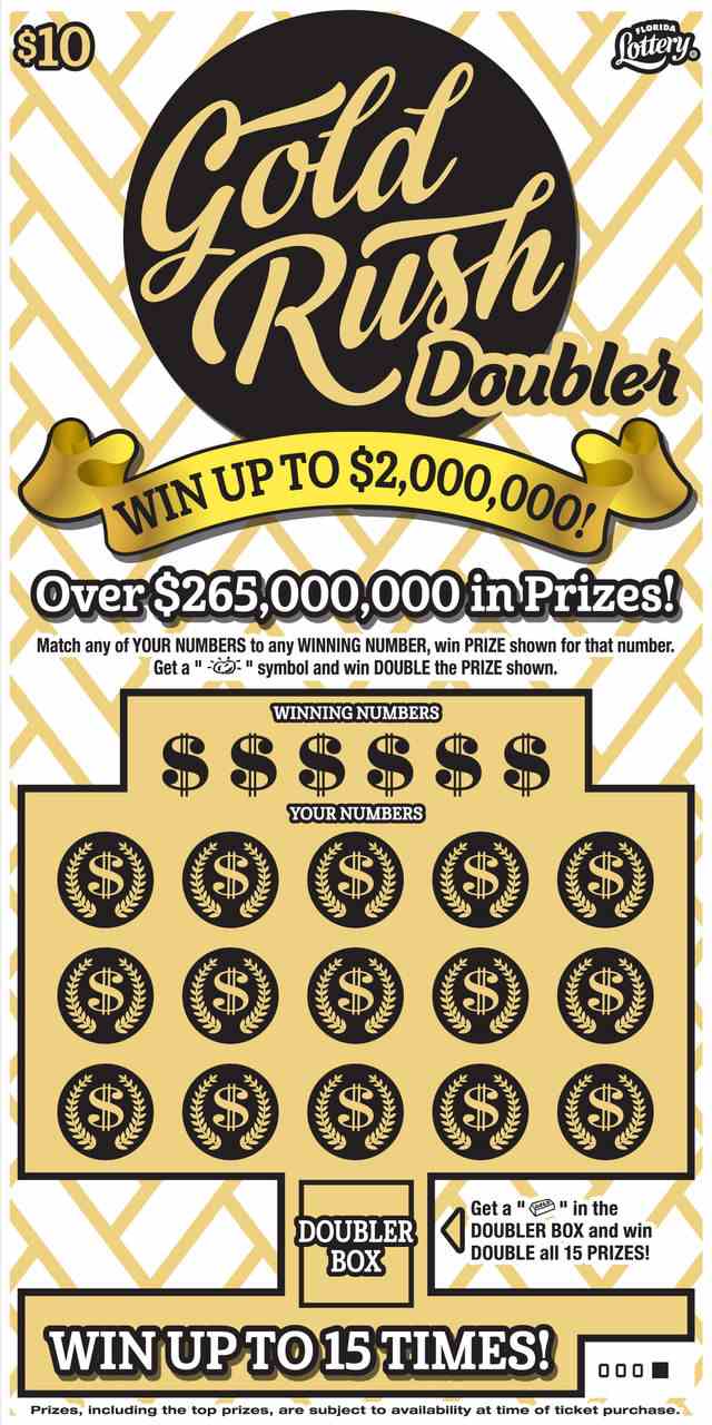 $10 GOLD RUSH DOUBLER scratchcard - game number #1528 - front