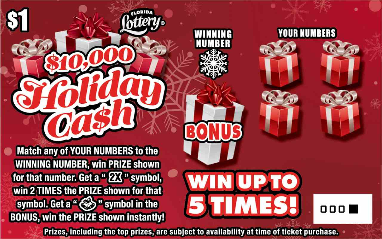 $10,000 Holiday Ca$H scratchcard - game number #1609 - front
