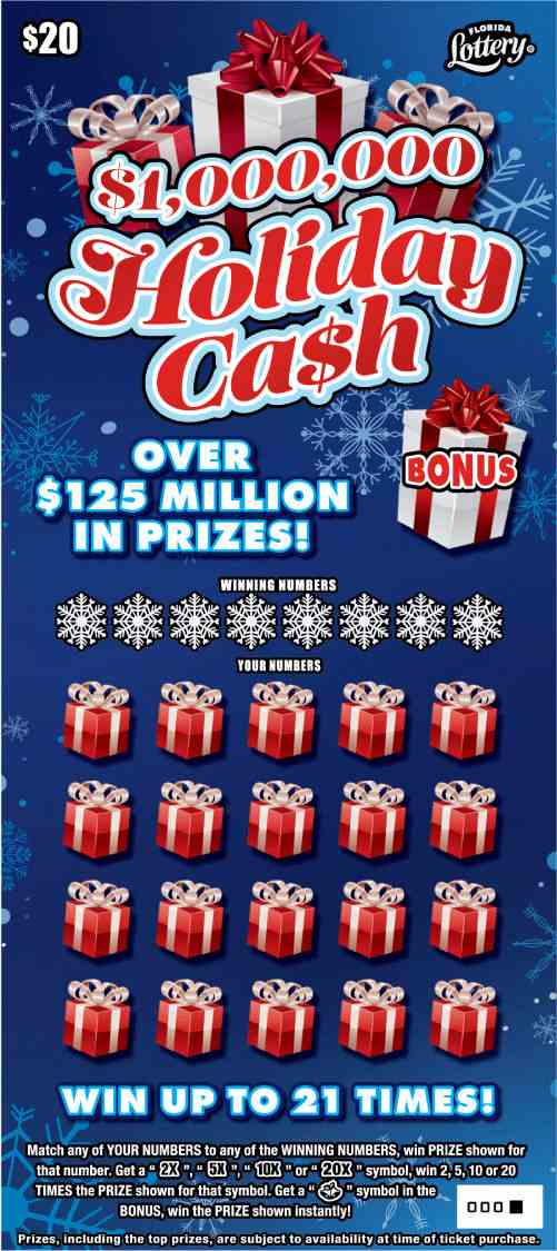$1,000,000 Holiday Ca$H scratchcard - game number #1613 - front