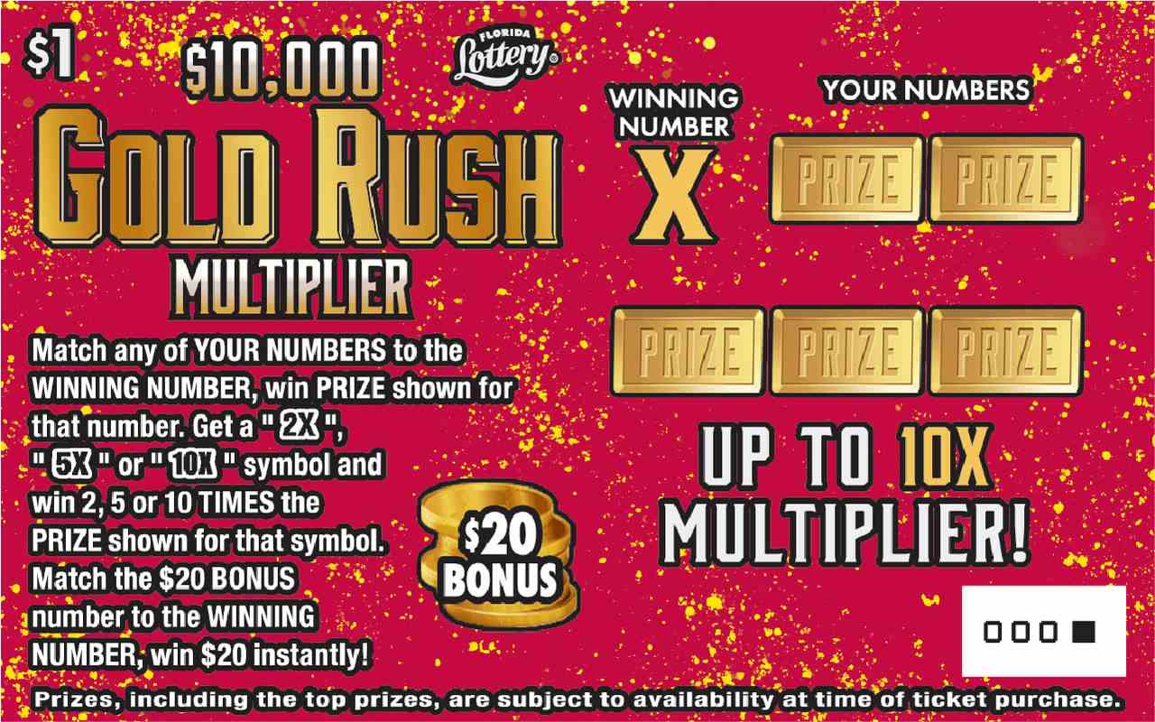 $10K Gold Rush Multiplier scratchcard - game number #1583 - front