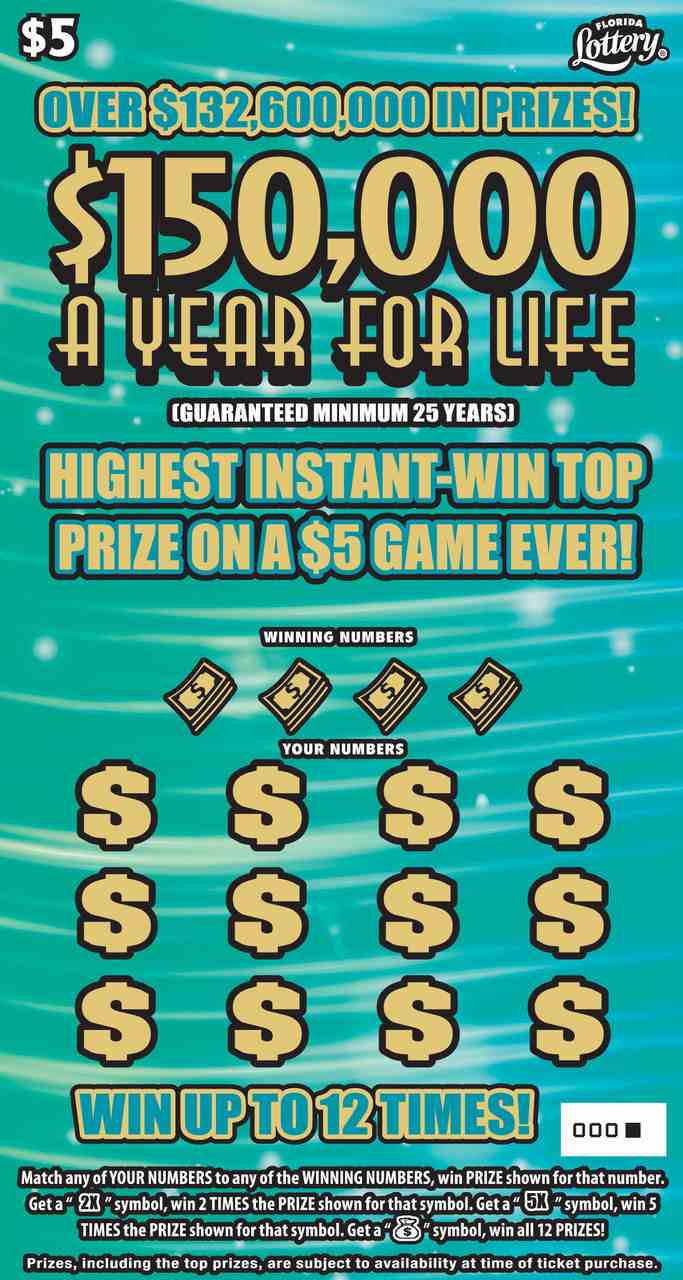 $150K A YR FOR LIFE scratchcard - game number #1534 - front