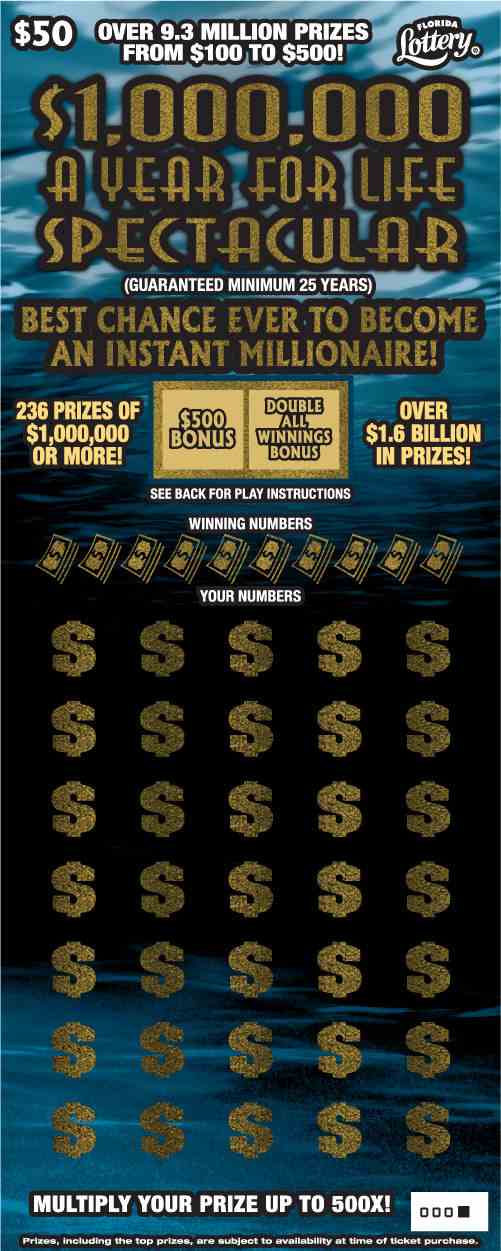 $1M YR/LIFE SPEC scratchcard - game number #1529 - front