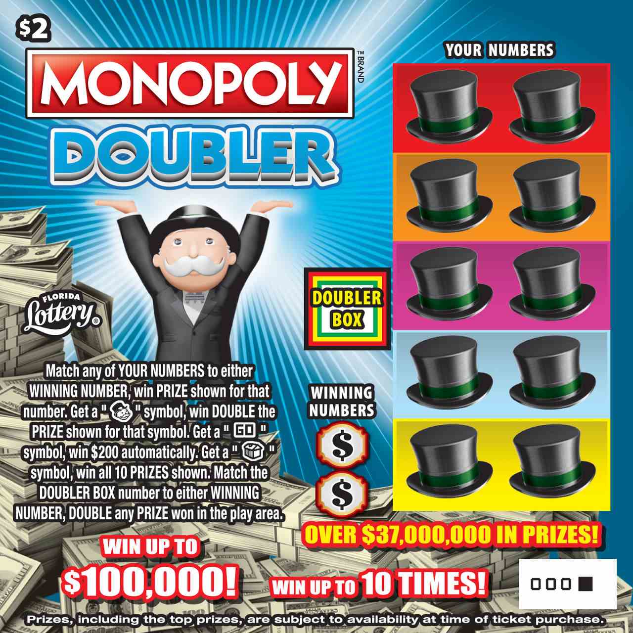 $2 MONOPOLY DOUBLER scratchcard - game number #1510 - front