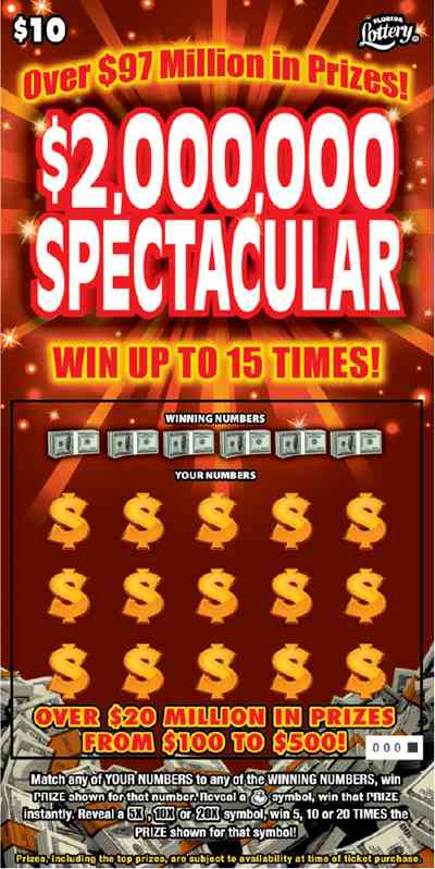 $2,000,000 Spectacular scratchcard - game number #1646 - front