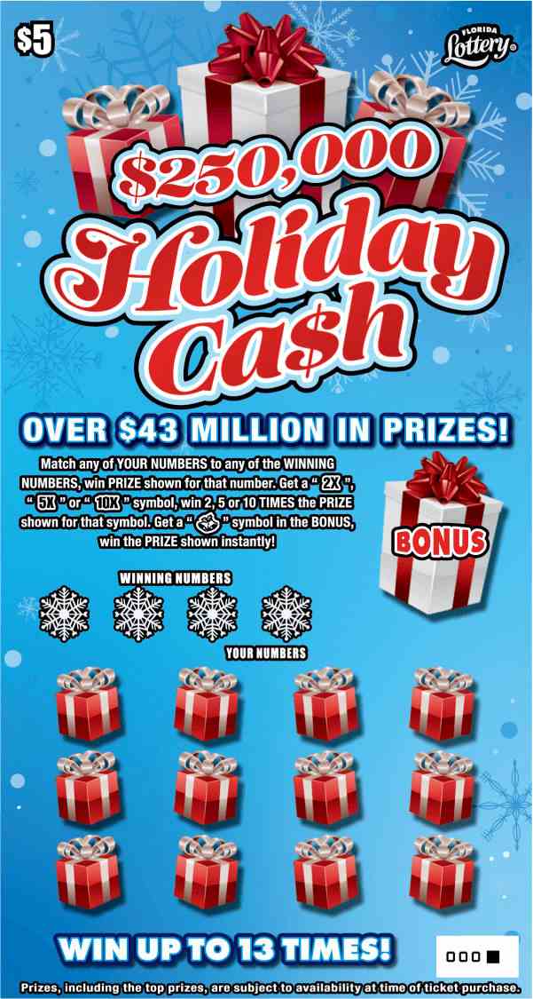 $250,000 Holiday Ca$H scratchcard - game number #1611 - front