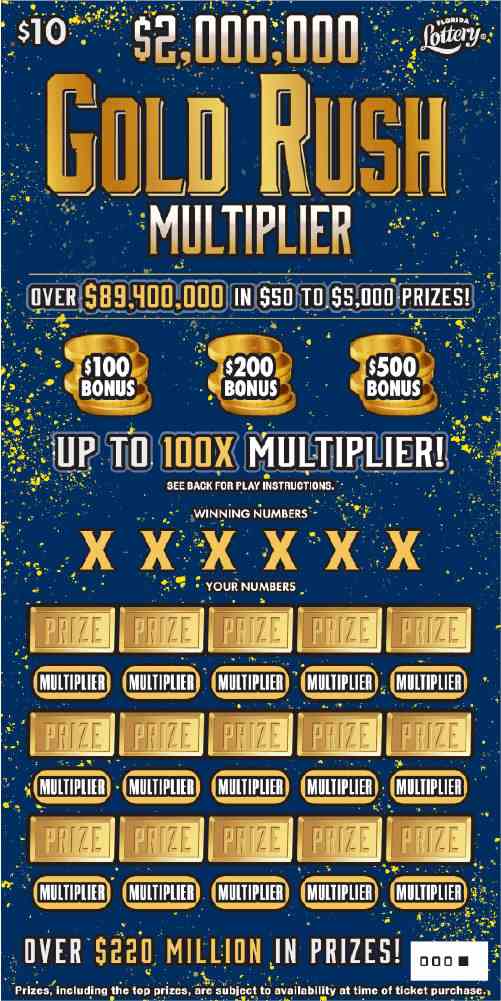 $2Mm Gold Rush Multiplier scratchcard - game number #1586 - front