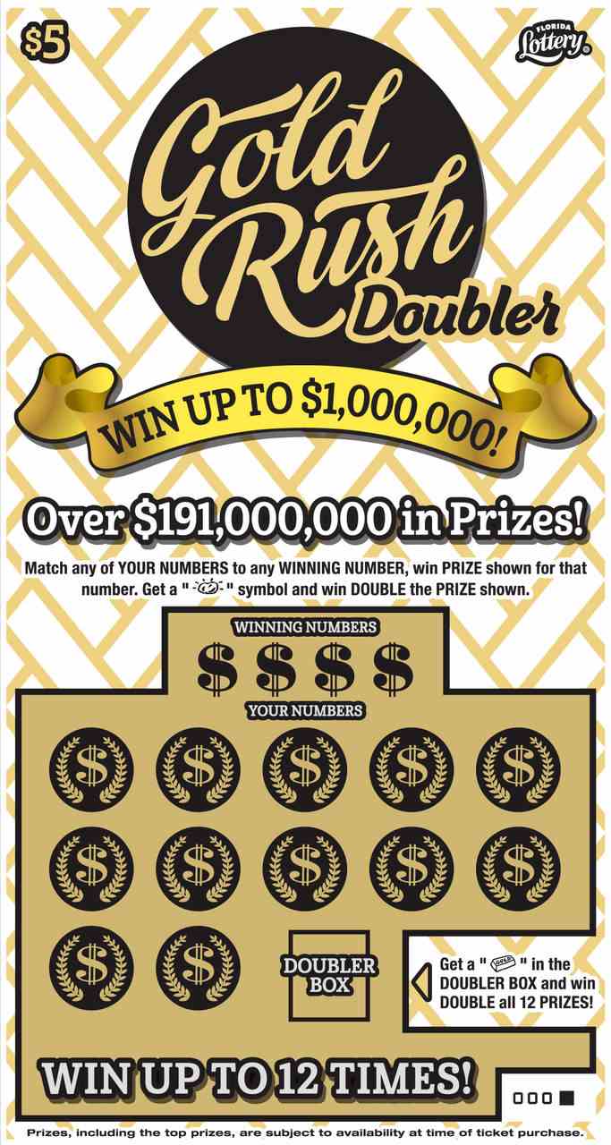 $5 GOLD RUSH DOUBLER scratchcard - game number #1527 - front