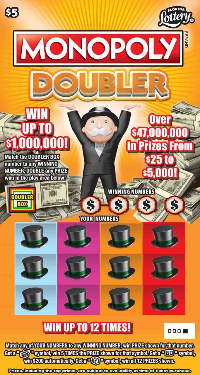 $5 MONOPOLY DOUBLER scratchcard - game number #1511 - front