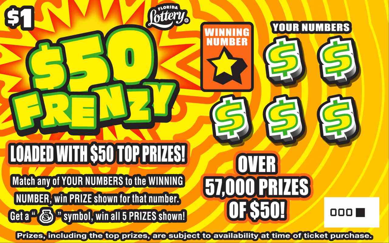 $50 FRENZY scratchcard - game number #1536 - front