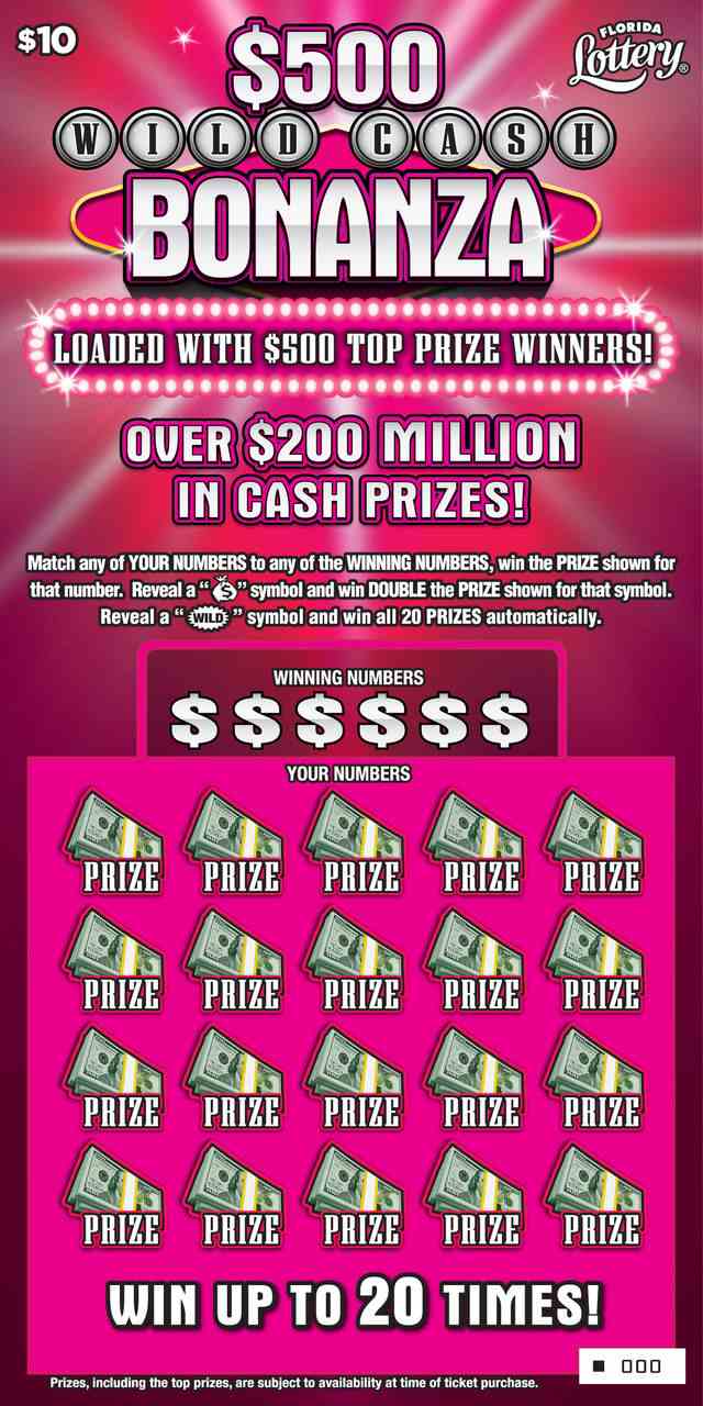 $500 WILD CASH BONANZA scratchcard - game number #5031 - front