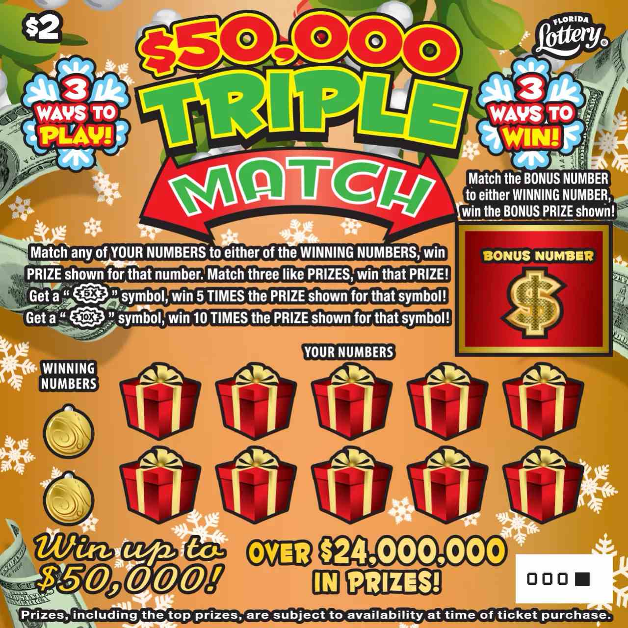 $50,000 TRIPLE MATCH scratchcard - game number #1545 - front