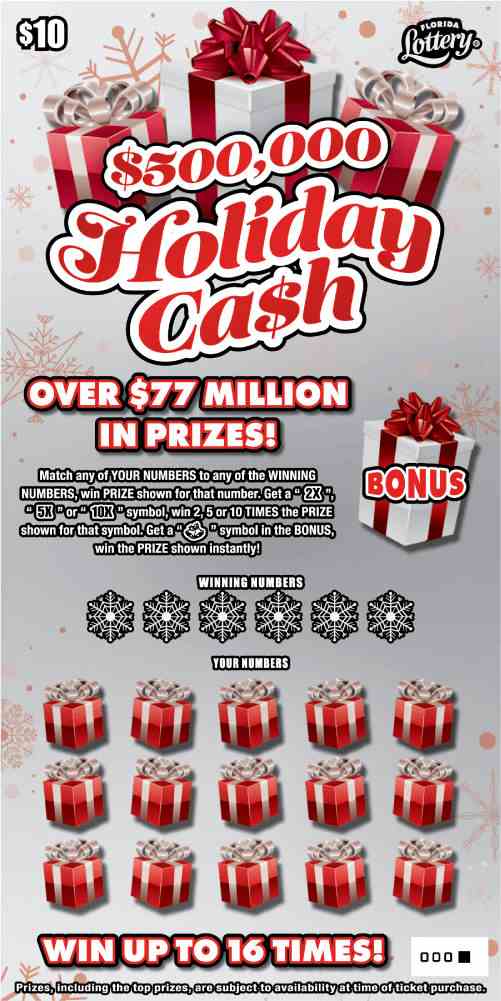 $500,000 Holiday Ca$H scratchcard - game number #1612 - front