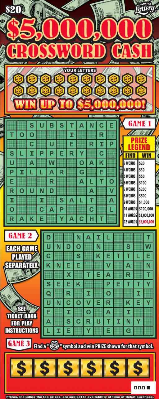 $5M CROSSWORD CASH scratchcard - game number #1539 - front