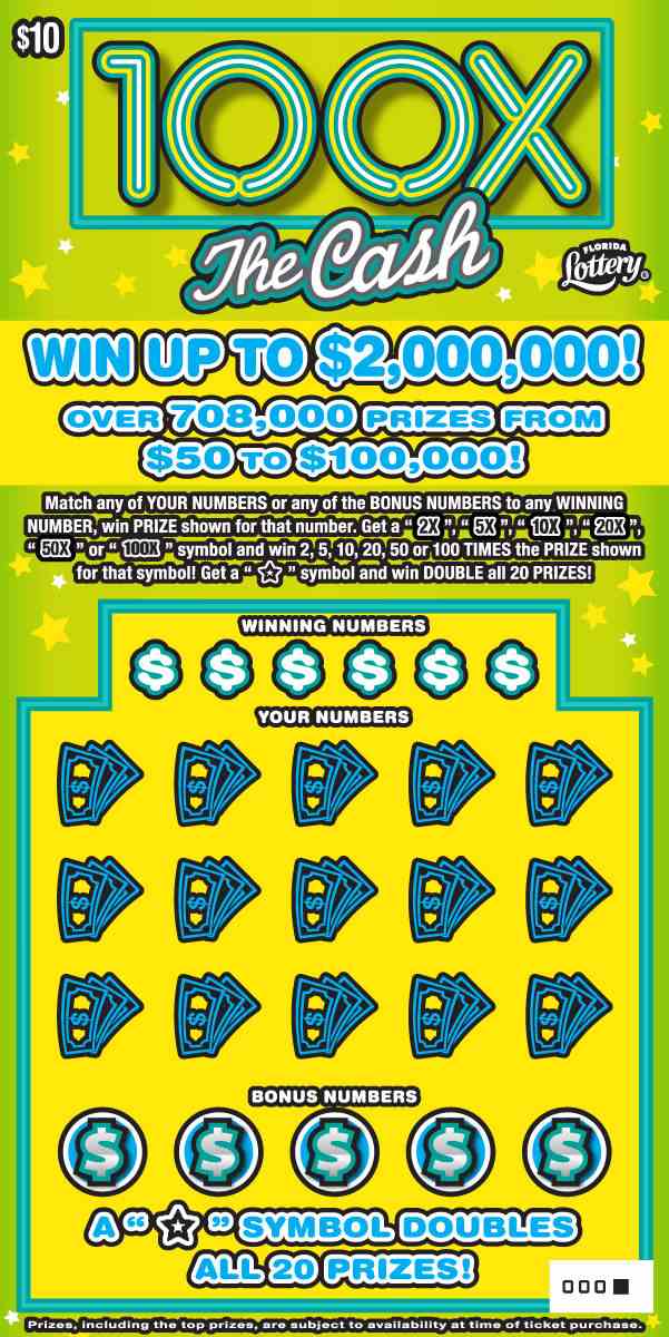 100X THE CASH scratchcard - game number #1554 - front