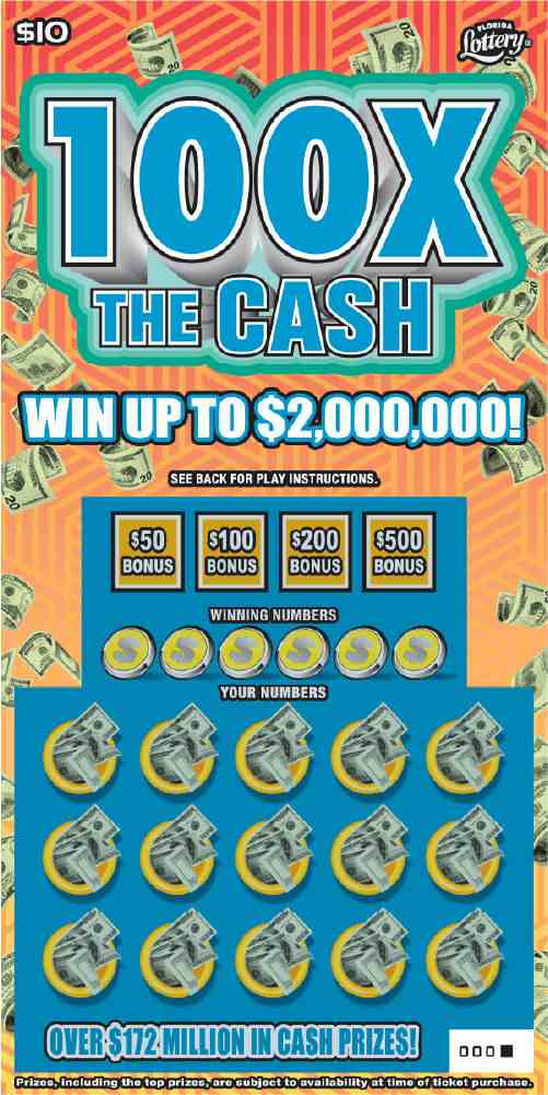 100X The Cash scratchcard - game number #1622 - front