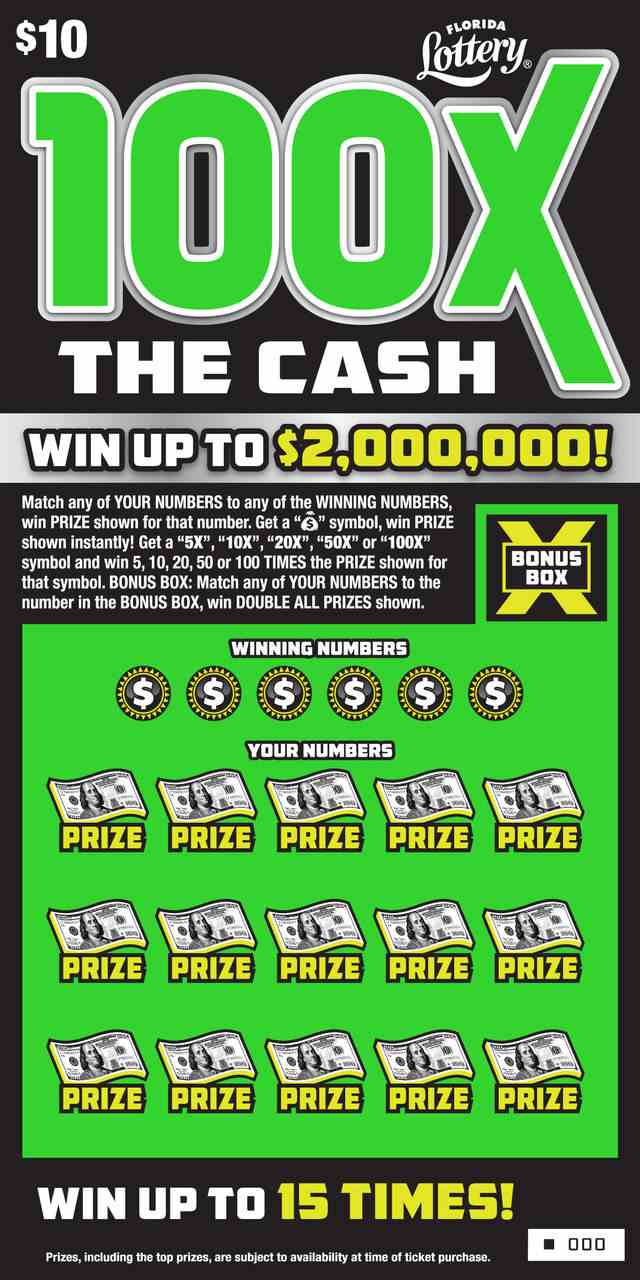 100X THE CASH scratchcard - game number #5028 - front