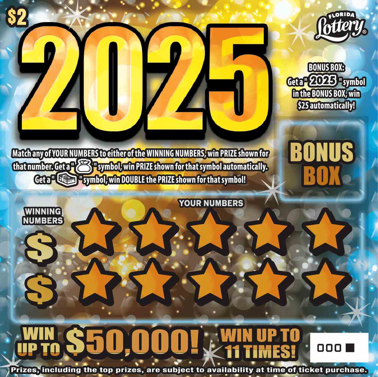 2025 scratchcard - game number #1579 - front