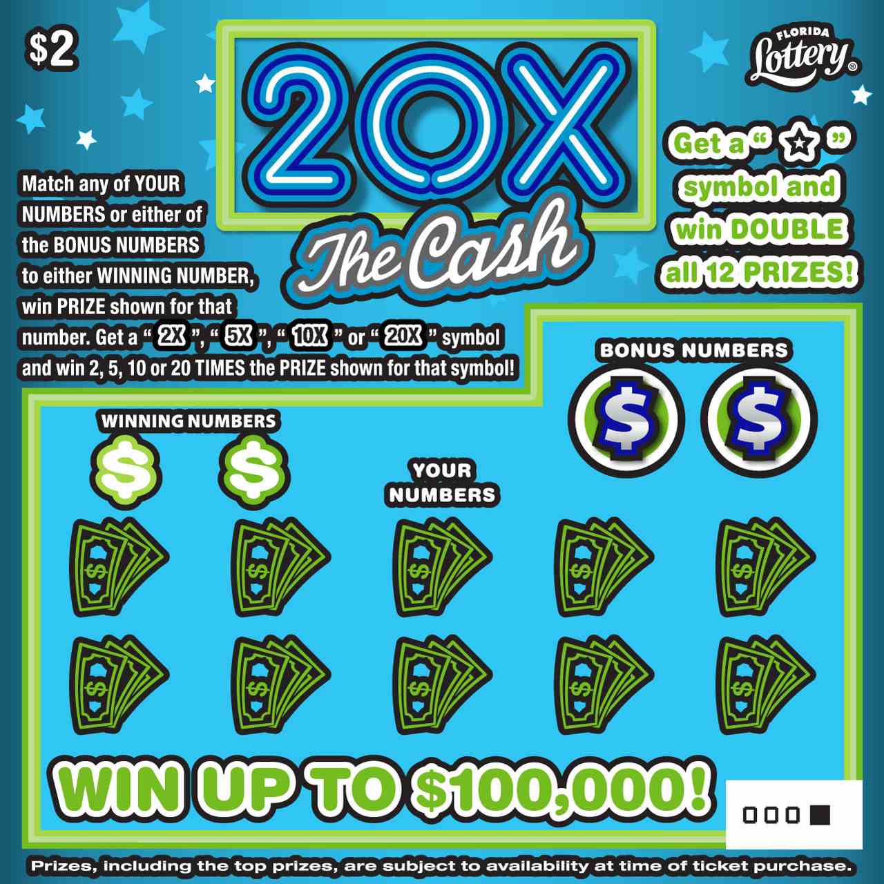 20X THE CASH scratchcard - game number #1552 - front