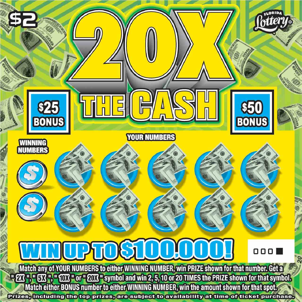 20X The Cash scratchcard - game number #1620 - front